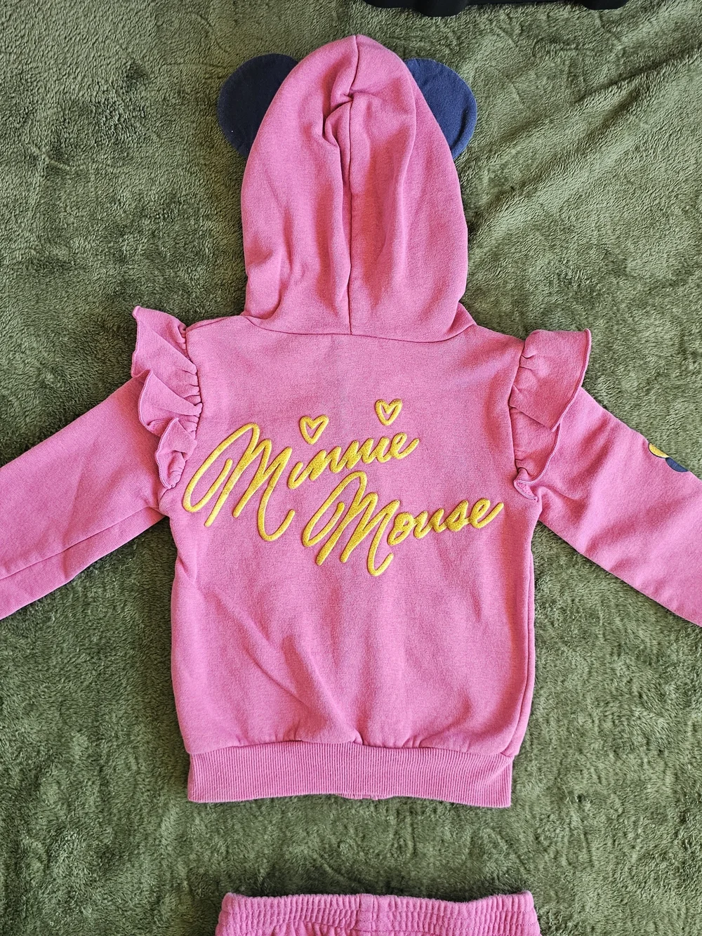 Pink Minnie Mouse Hoodie & Joggers Set with Yellow Accents Disney Girls Fall